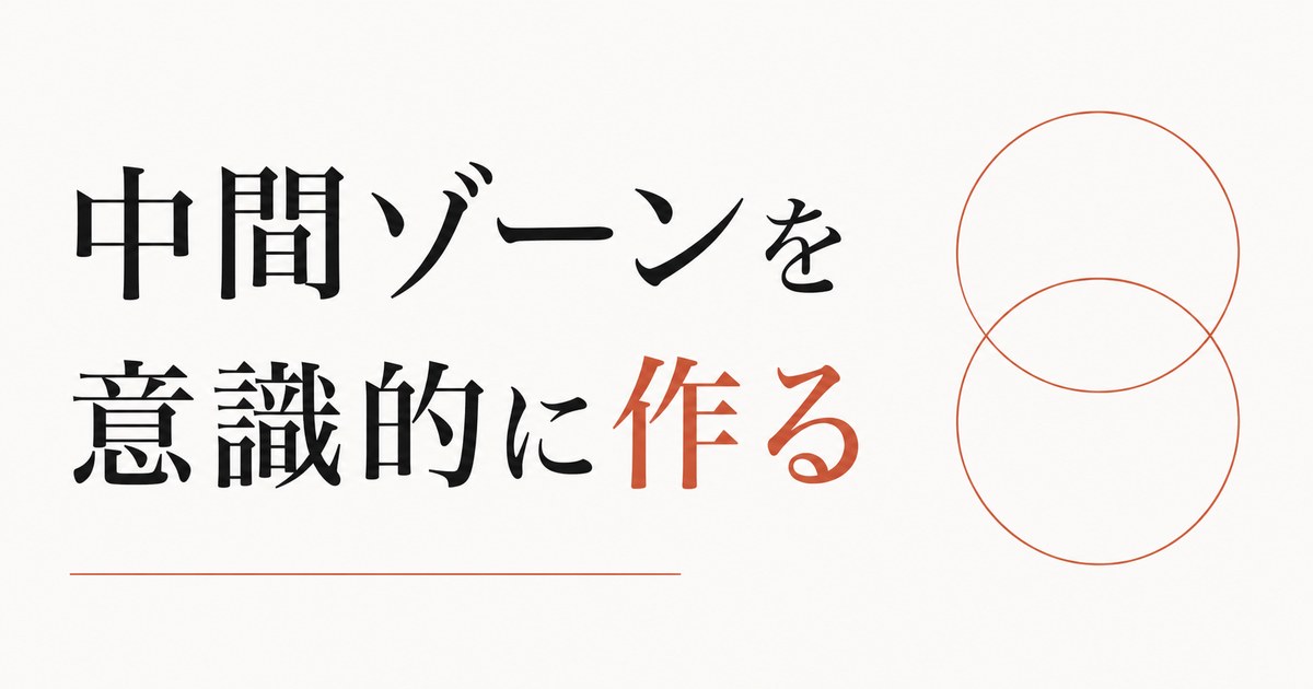 「人といると疲れる、一人だと寂しい」の解決法｜中間ゾーンを意識的に作る のアイキャッチ画像